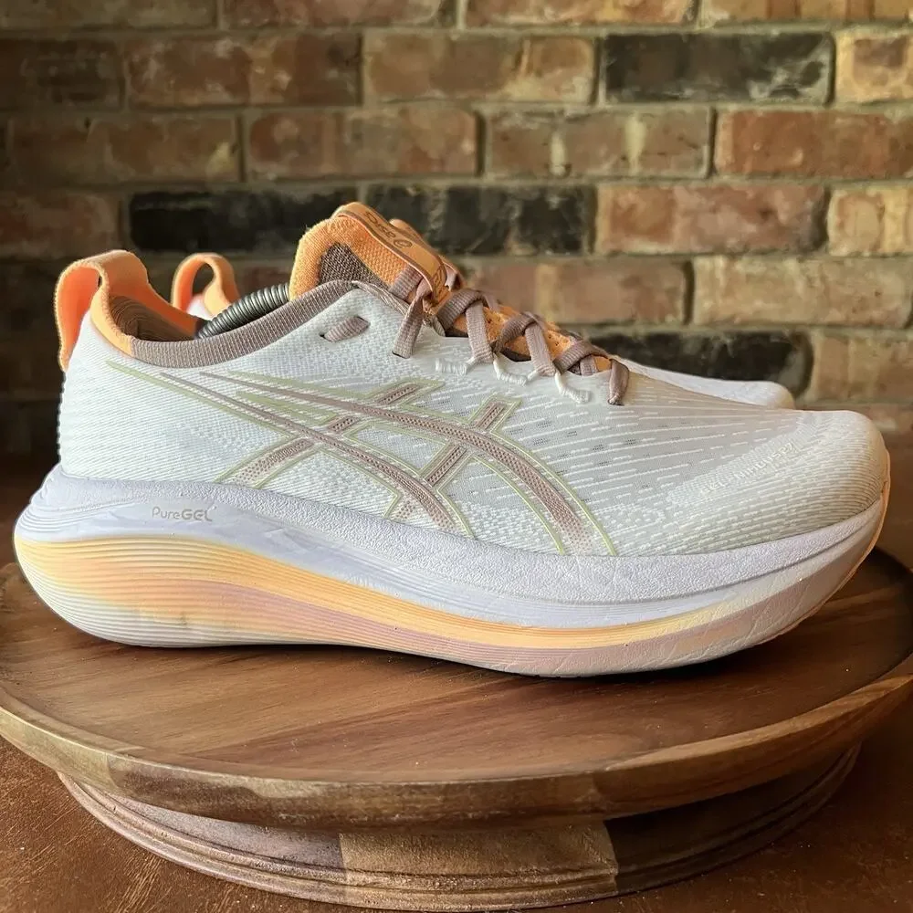 Asics Gel Nimbus 27 Womens Size 9 White Orange Athletic Running Shoes Sneakers